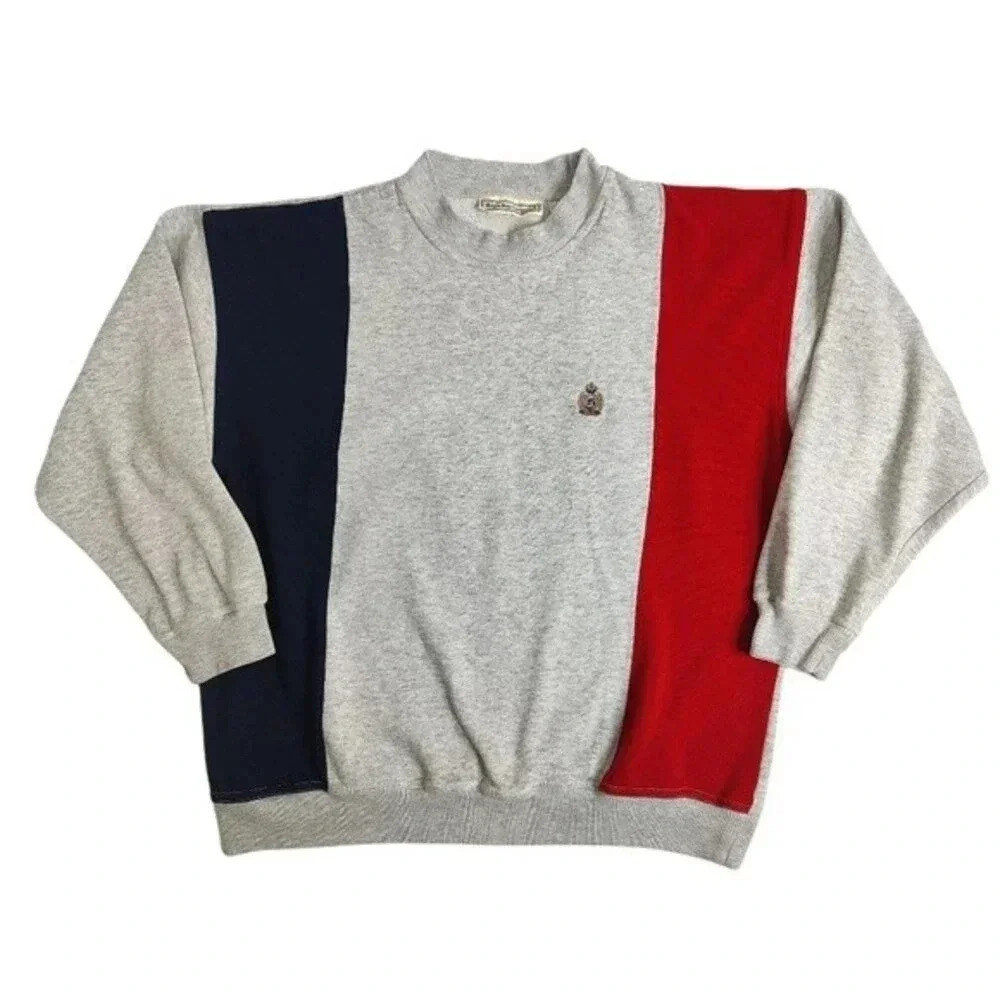 Vintage Bugle Boy Company Size Large Crewneck Sweatshirt Crest Three‎ Tone